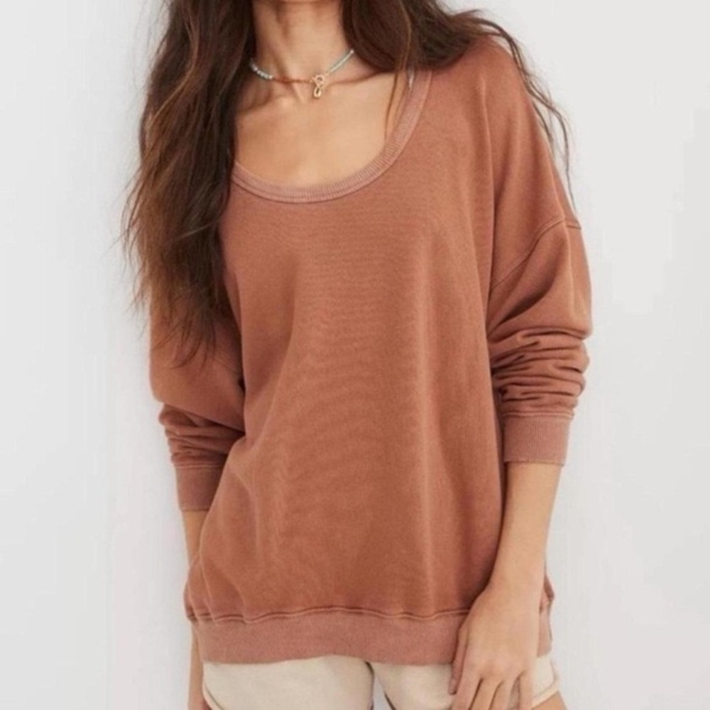 Aerie Snip Trim Sweatshirt Horizon Oversized Sweater Size XS